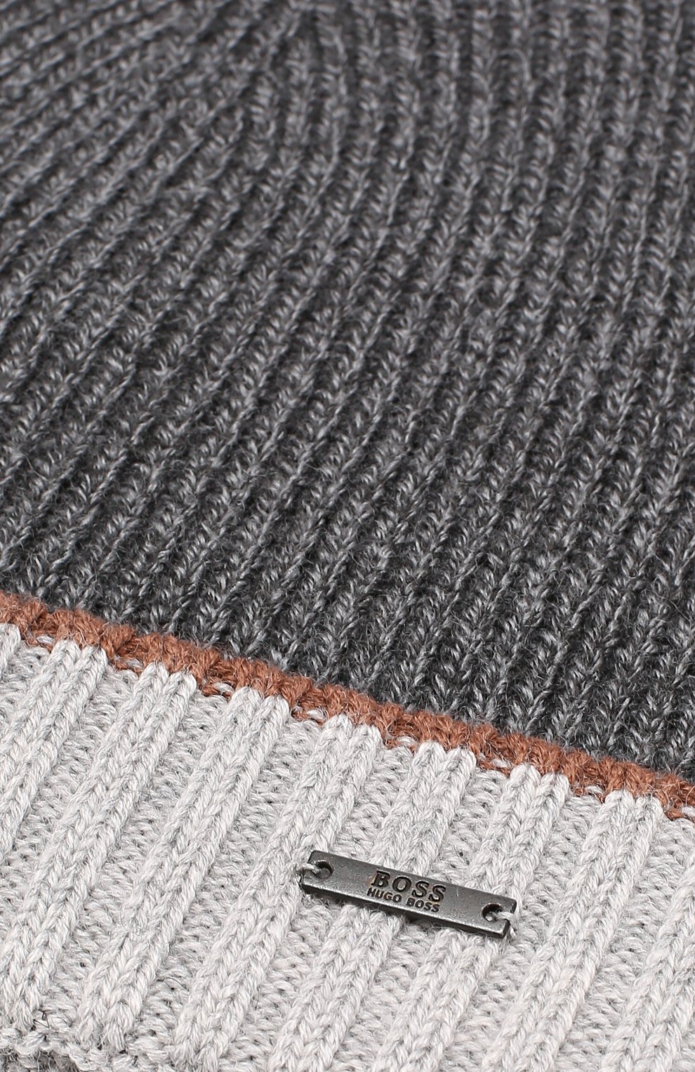 Шерстяная вязаная шапка с контрастным отворотом BOSS, арт. 50373850, фото 3