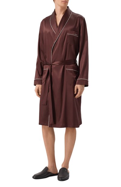Шелковый халат KITON темно-коричневого цвета по цене 412000 руб., арт. UVES08K0265L, фото 2 Шелковый халат KITON, арт. UVES08K0265L, фото 2
