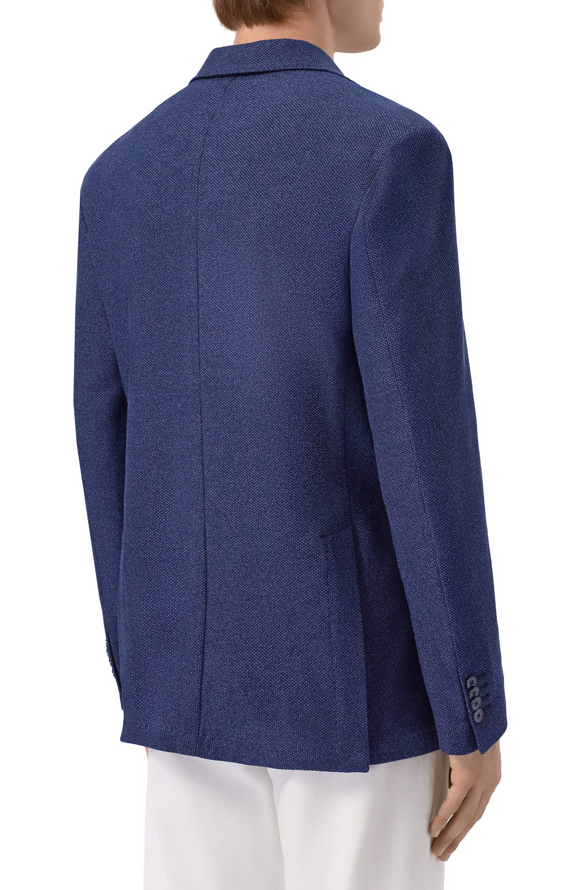 Хлопковый пиджак MVST синего цвета по цене 198500 руб., арт. TRIC0TT0N 40886, фото 4 Хлопковый пиджак MVST, арт. TRIC0TT0N 40886, фото 4