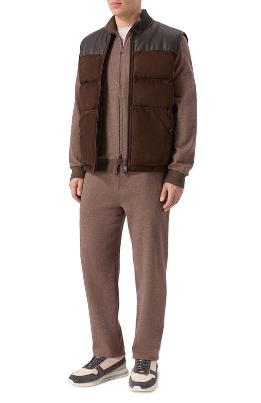 Толстовка из хлопка и кашемира Andrea Campagna ZIP/LB1630 Коричневый  ZIP/LB1630 Фото 2