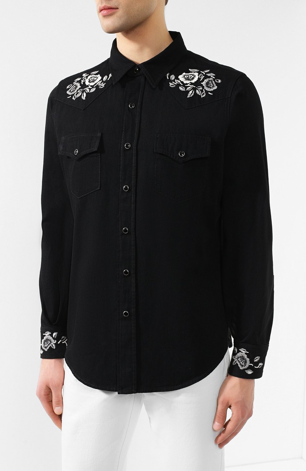 Хлопковая рубашка SAINT LAURENT, арт. 551388/YM881, фото 3