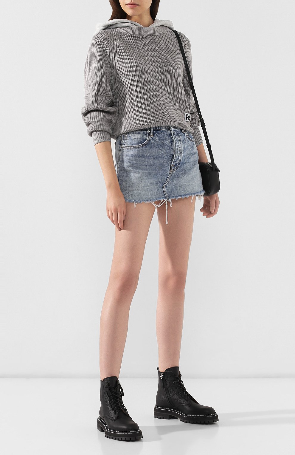 Пуловер с капюшоном ALEXANDERWANG.T светло-серого цвета по цене 45950 руб., арт. 4KC2191042, фото 2 Пуловер с капюшоном ALEXANDERWANG.T, арт. 4KC2191042, фото 2