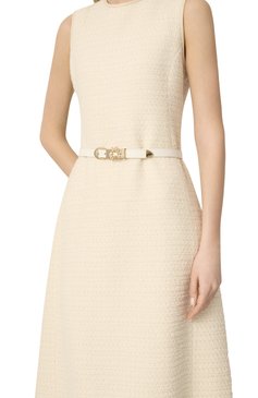 Женский кожаный ремень ELIE SAAB молочного цвета, арт. BE003 | Фото 2 (Материал: Натуральная кожа; Нос: Не проставлено; Кросс-КТ: Тонкие)