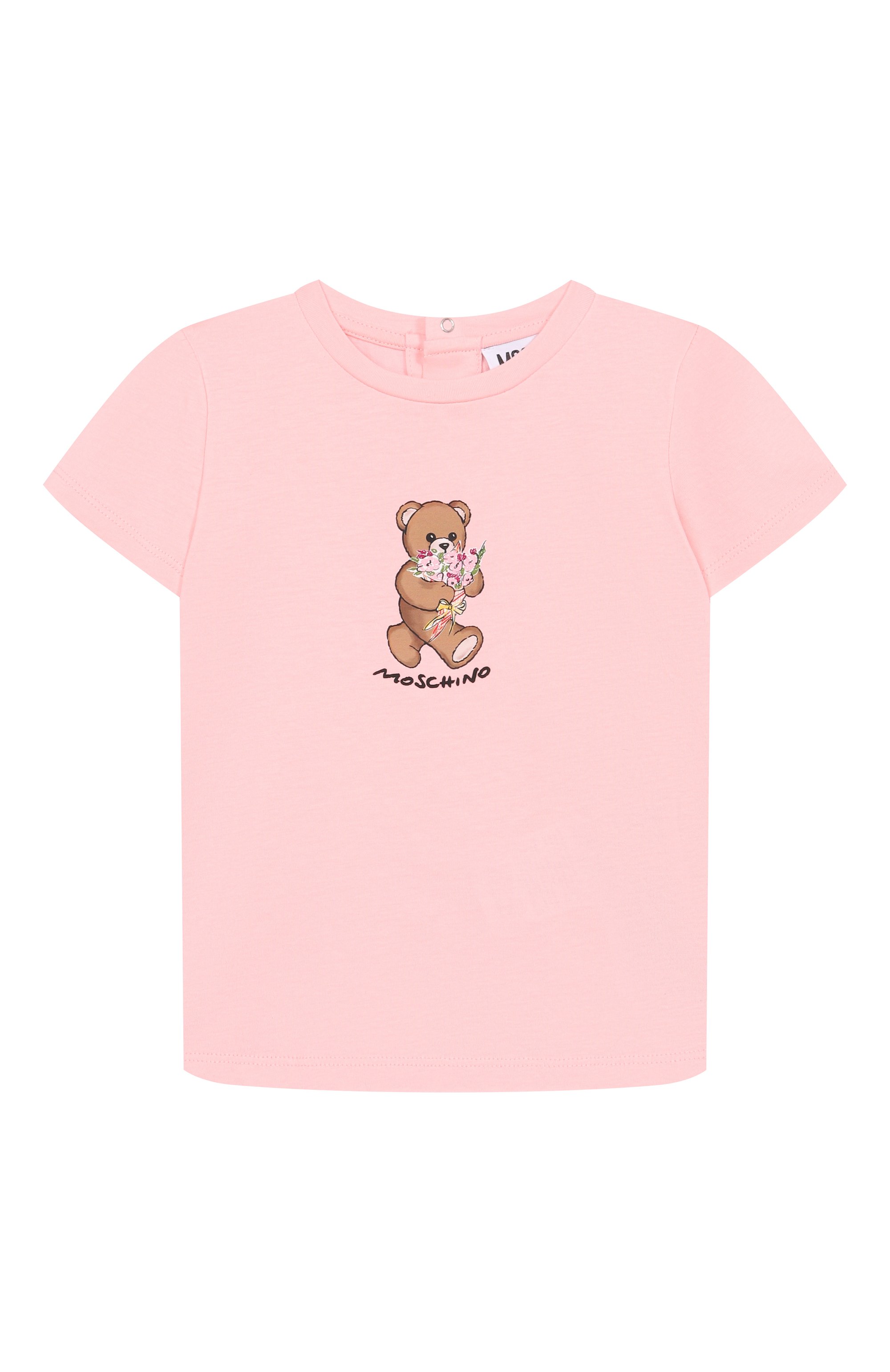 Хлопковая футболка MOSCHINO светло-розового цвета по цене 8995 руб., арт. MDM03N/LAA02, фото 1 Хлопковая футболка MOSCHINO, арт. MDM03N/LAA02, фото 1
