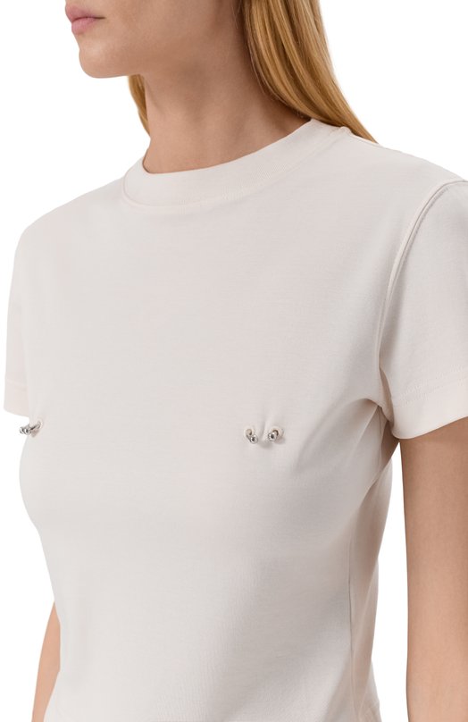 Хлопковая футболка Mugler 25F3TS01086016 Кремовый  25F3TS01086016 Фото 5