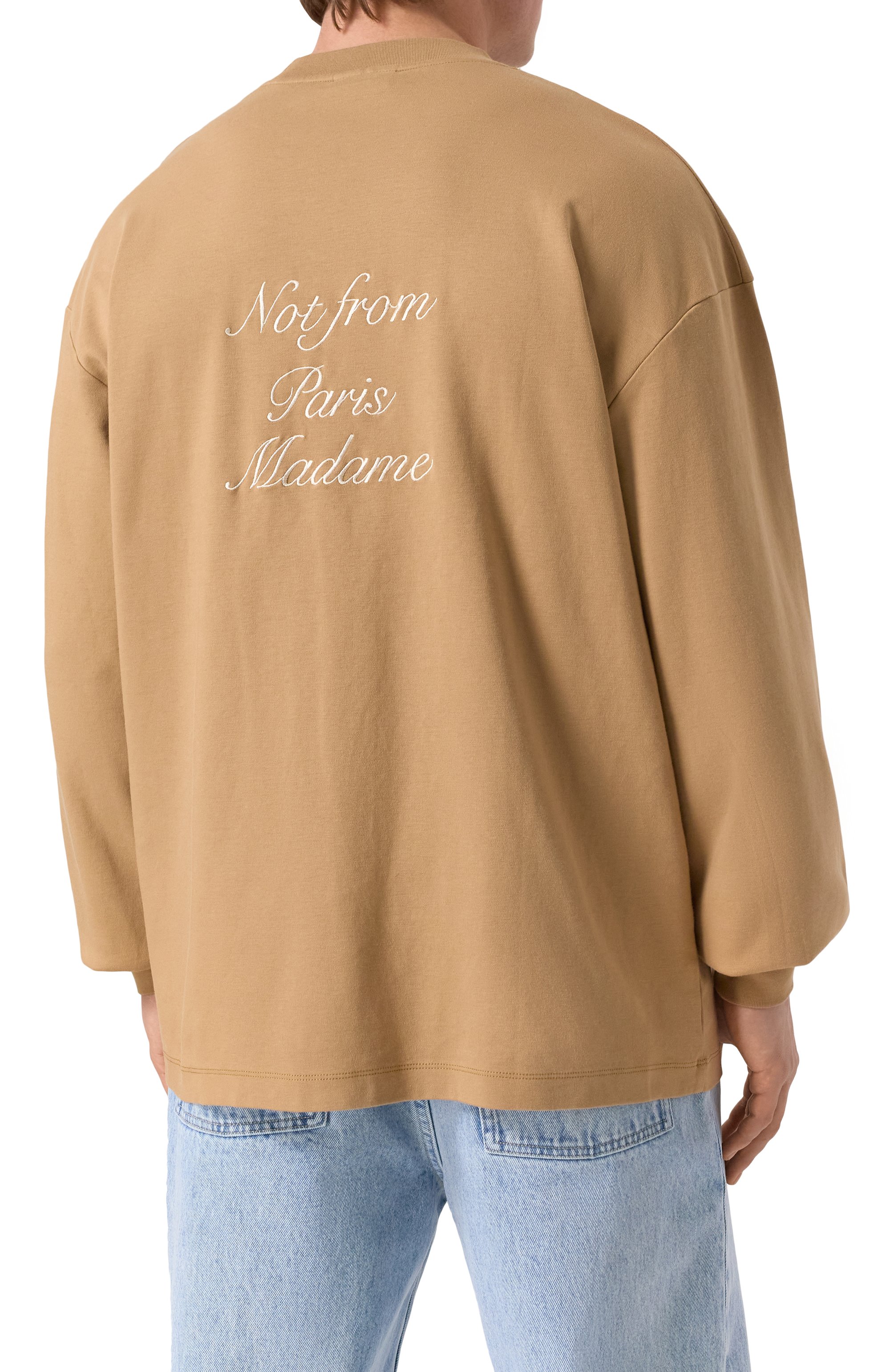 Хлопковый лонгслив DROLE DE MONSIEUR бежевого цвета по цене 16400 руб., арт. E-TS220-C0002-IBN, фото 4 Хлопковый лонгслив DROLE DE MONSIEUR, арт. E-TS220-C0002-IBN, фото 4