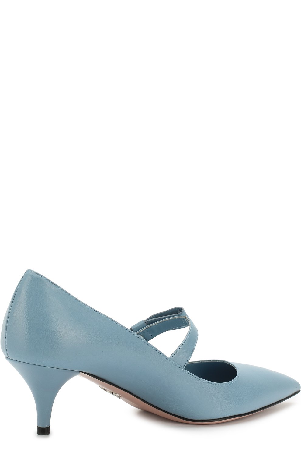 Кожаные туфли с ремешком на каблуке kitten heel PRADA, арт. 1I377I-11-F0637-55, фото 4