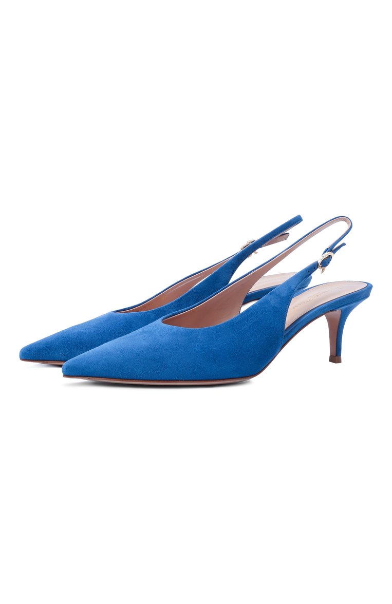 Женские замшевые туфли robbie sling 55 GIANVITO ROSSI синего цвета, арт. G95538.55RIC.CAMRI0X | Фото 1 (Материал внутренний: Натуральная кожа; Материал внешний: Натуральная кожа, Замша; Подошва: Плоская; Каблук высота: Средний; Каблук тип: Шпилька; Женское Кросс-КТ: Слингбэки)