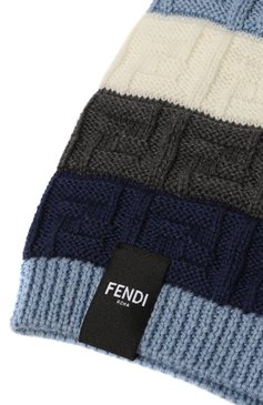 Мужска�я шерстяная шапка FENDI синего цвета, арт. FXQ107/AFH2/F1CA7 | Фото 3 (Материал сплава: Проставлено; Материал: Шерсть, Текстиль; Нос: Не проставлено; Кросс-КТ: Трикотаж)