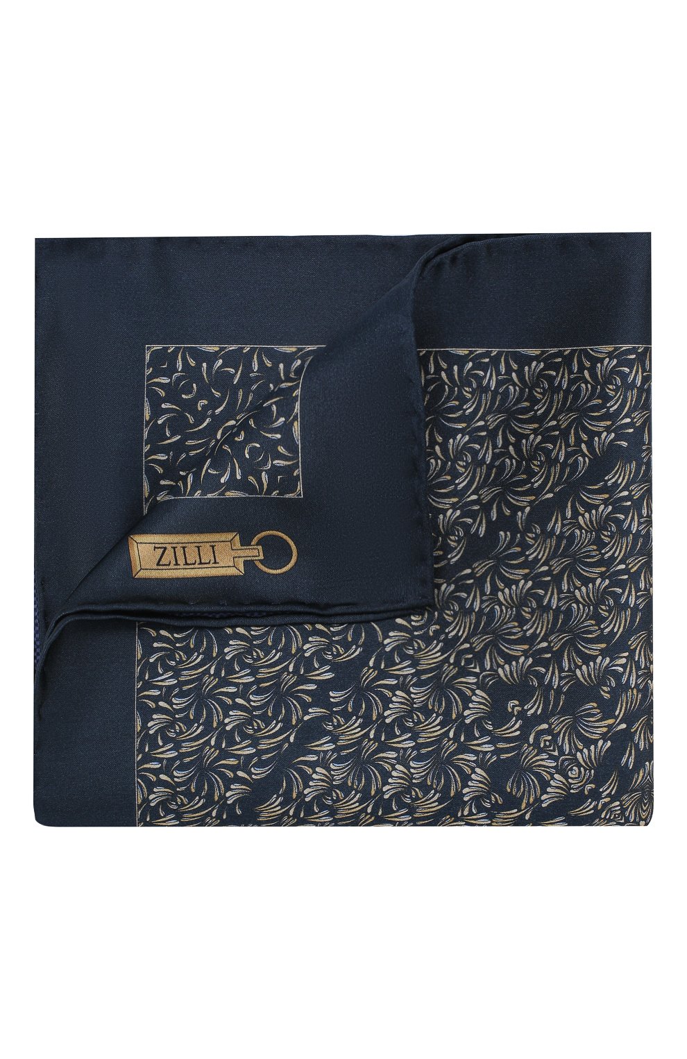 Шелковый платок ZILLI темно-синего цвета по цене 8995 руб., арт. 50706/HANDKERCHIEFS, фото 1 Шелковый платок ZILLI, арт. 50706/HANDKERCHIEFS, фото 1
