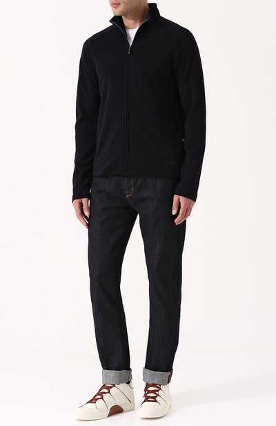 Высокие кожаные кеды на шнуровке ZEGNA белого цвета по цене 94400 руб., арт. A2891X-SWI, фото 2 Высокие кожаные кеды на шнуровке ZEGNA, арт. A2891X-SWI, фото 2