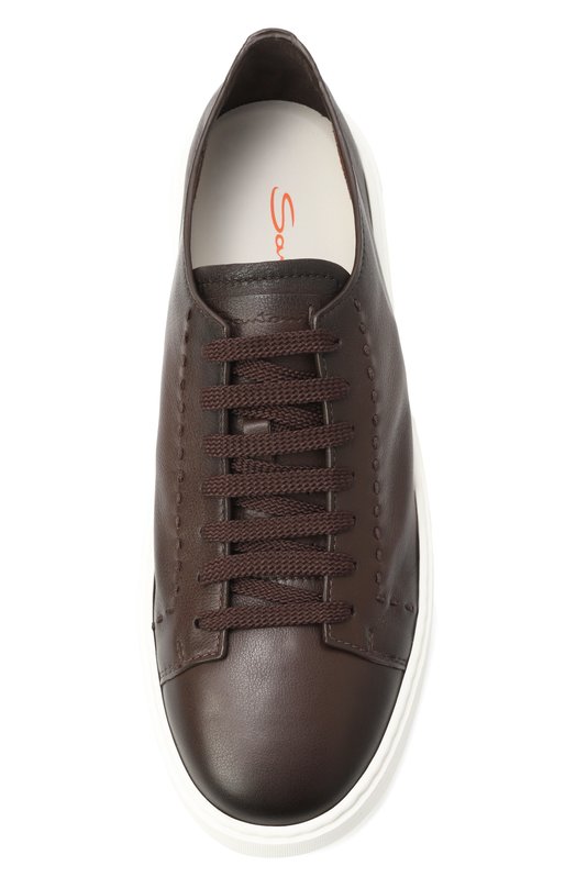 Кожаные кеды Cleanic Santoni MBCG22065BARTAFB Коричневый  MBCG22065BARTAFB Фото 6