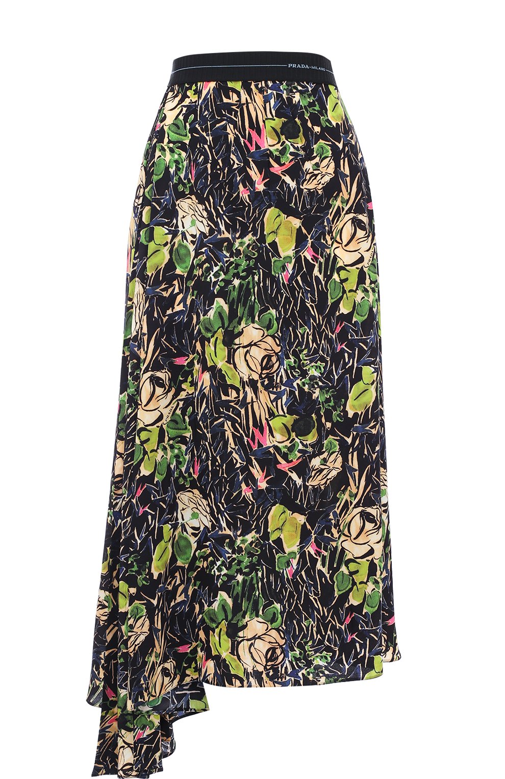 Шелковая юбка асимметричного кроя с принтом PRADA, арт. P195N-1RZM-F0002, фото 1