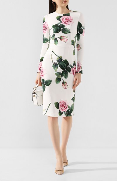 Платье из вискозы DOLCE & GABBANA белого цвета по цене 243500 руб., арт. F6H8WT/FSRMB, фото 2 Платье из вискозы DOLCE & GABBANA, арт. F6H8WT/FSRMB, фото 2