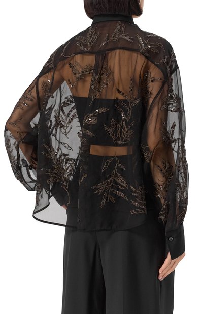 Шелковая блузка BRUNELLO CUCINELLI черного цвета по цене 468500 руб., арт. MF940HH626, фото 4 Шелковая блузка BRUNELLO CUCINELLI, арт. MF940HH626, фото 4