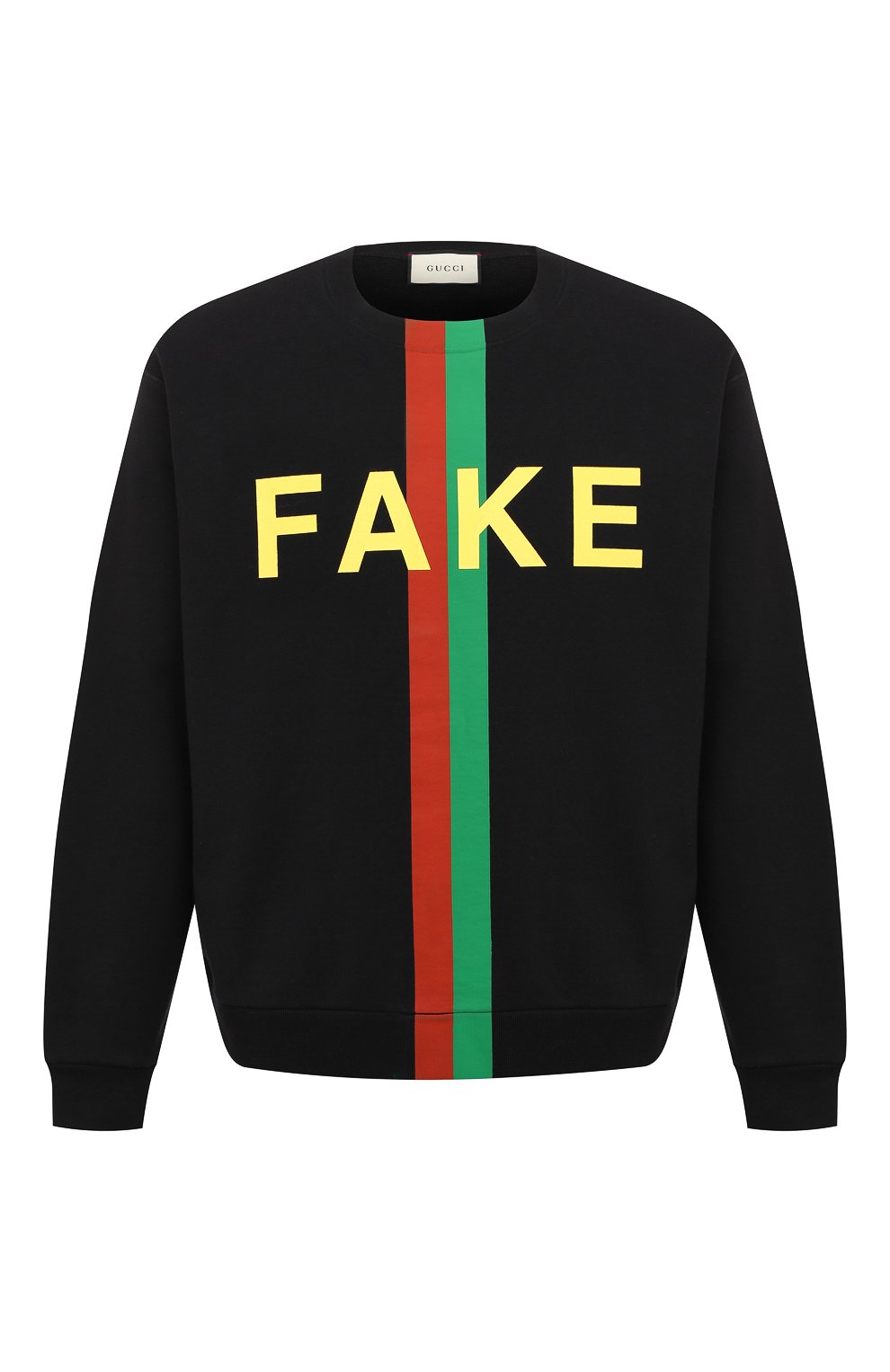 Мужской черный хлопковый свитшот «fake/not» GUCCI купить в