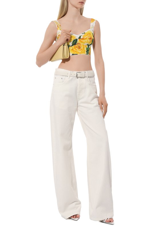 Хлопковый топ Dolce & Gabbana F772JT/HS5N0 Жёлтый  F772JT/HS5N0 Фото 2