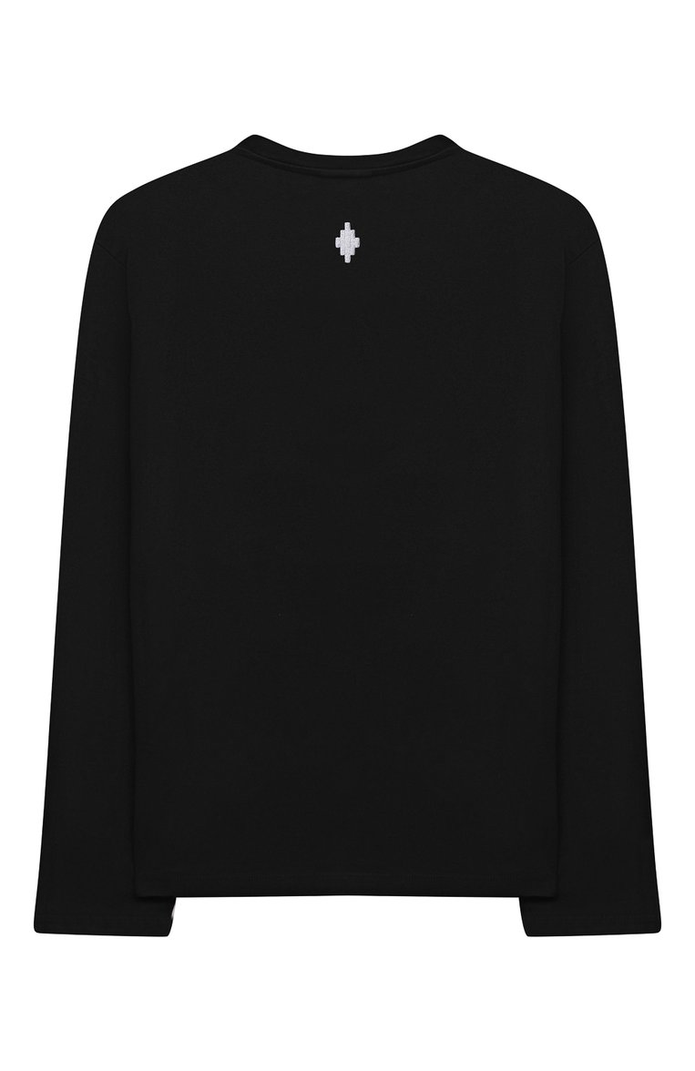 Детская хлопковый лонгслив MARCELO BURLON KIDS OF MILAN черного цвета, арт. CBAB004F21JER008 | Фото 2 (Материал внешний: Хлопок; Рукава: Длинные; Мальчики Кросс-КТ: Лонгслив-одежда; Материал сплава: Проставлено; Драгоценные камни: Проставлено; Ростовка одежда: 10 - 11 лет | 140 - 146см, 12 лет | 152 см, 6 лет | 116 см, 8 лет | 128 см)