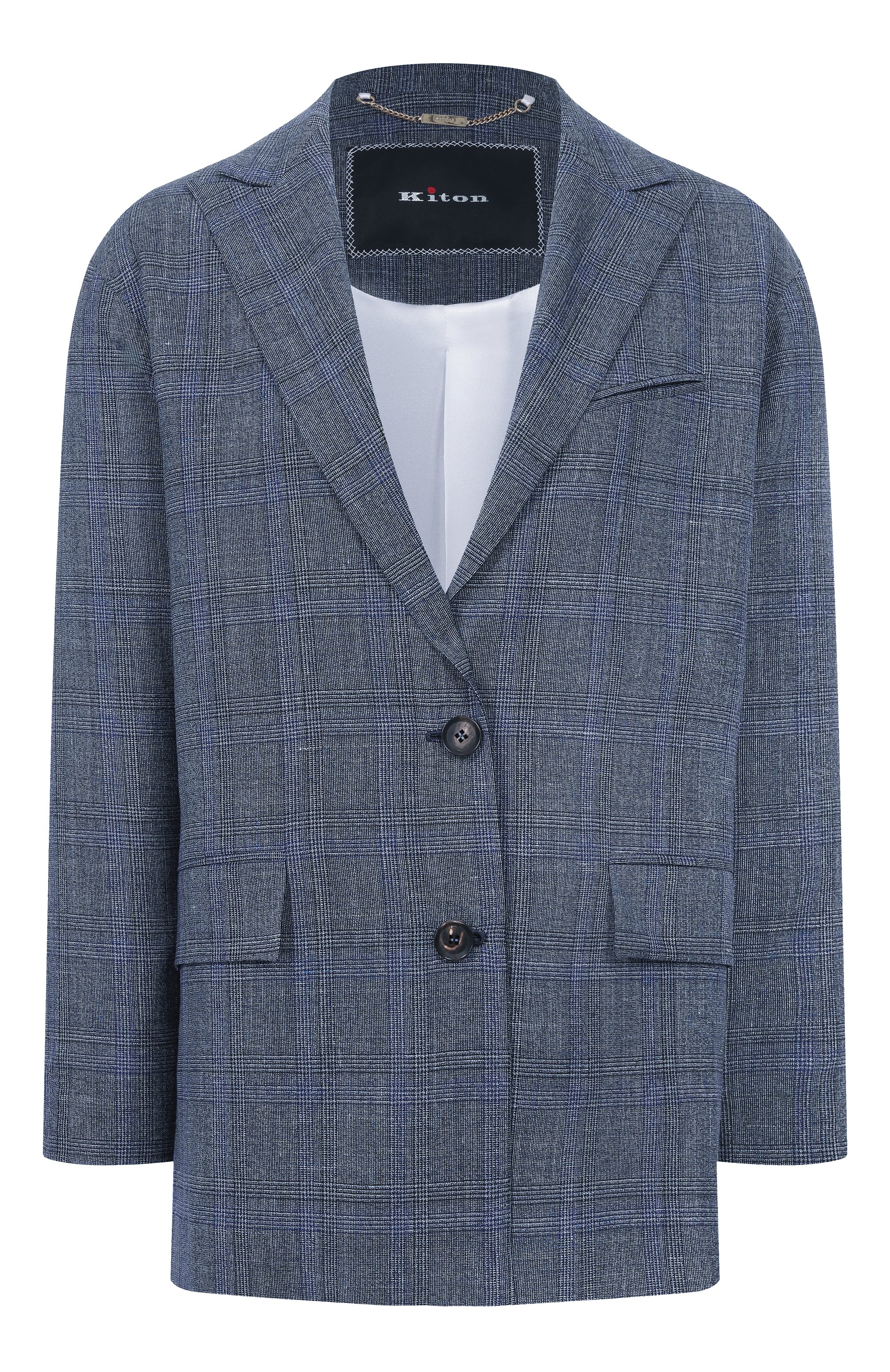 Жакет из шерсти и шелка KITON синего цвета по цене 580500 руб., арт. D53502K0944G, фото 1 Жакет из шерсти и шелка KITON, арт. D53502K0944G, фото 1