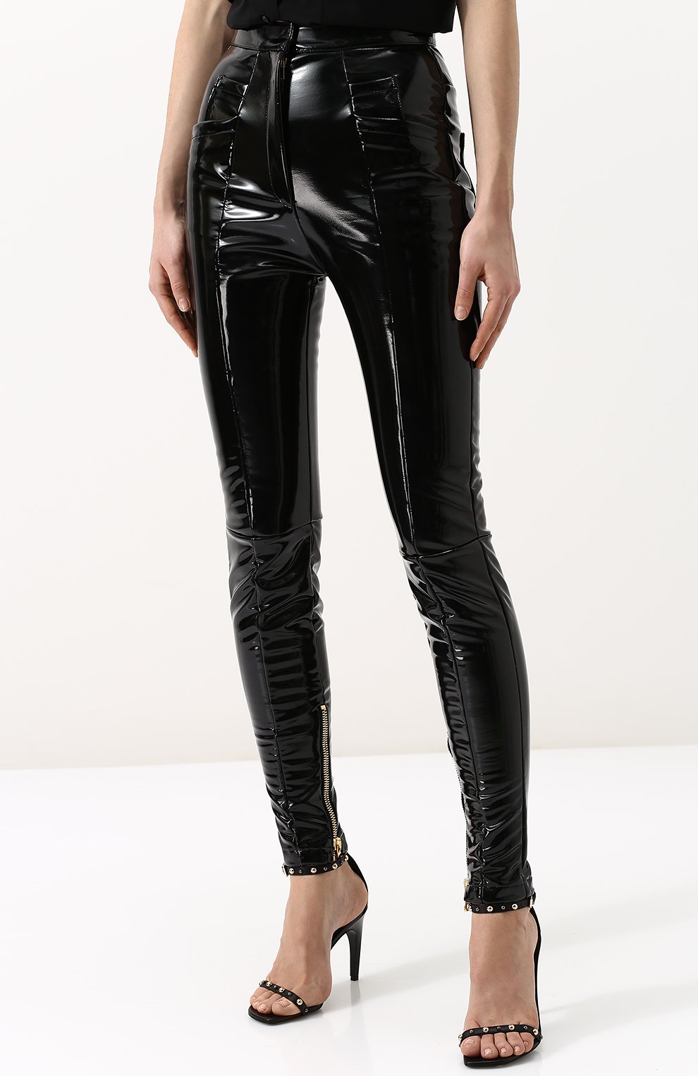 Однотонные брюки-скинни BALMAIN черного цвета по цене 82800 руб., арт. 135541/M127, фото 3 Однотонные брюки-скинни BALMAIN, арт. 135541/M127, фото 3