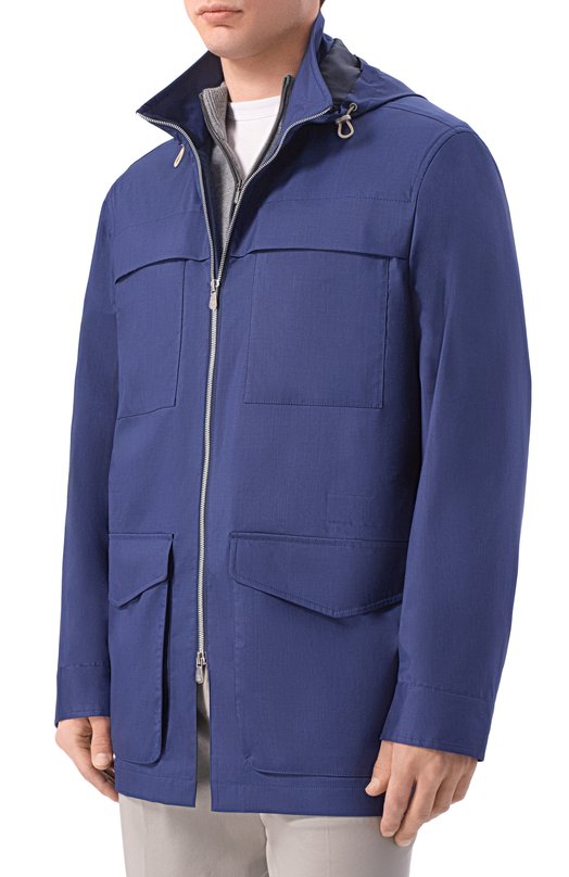 Куртка из шелка и шерсти Brunello Cucinelli MM4346572 Синий  MM4346572 Фото 3