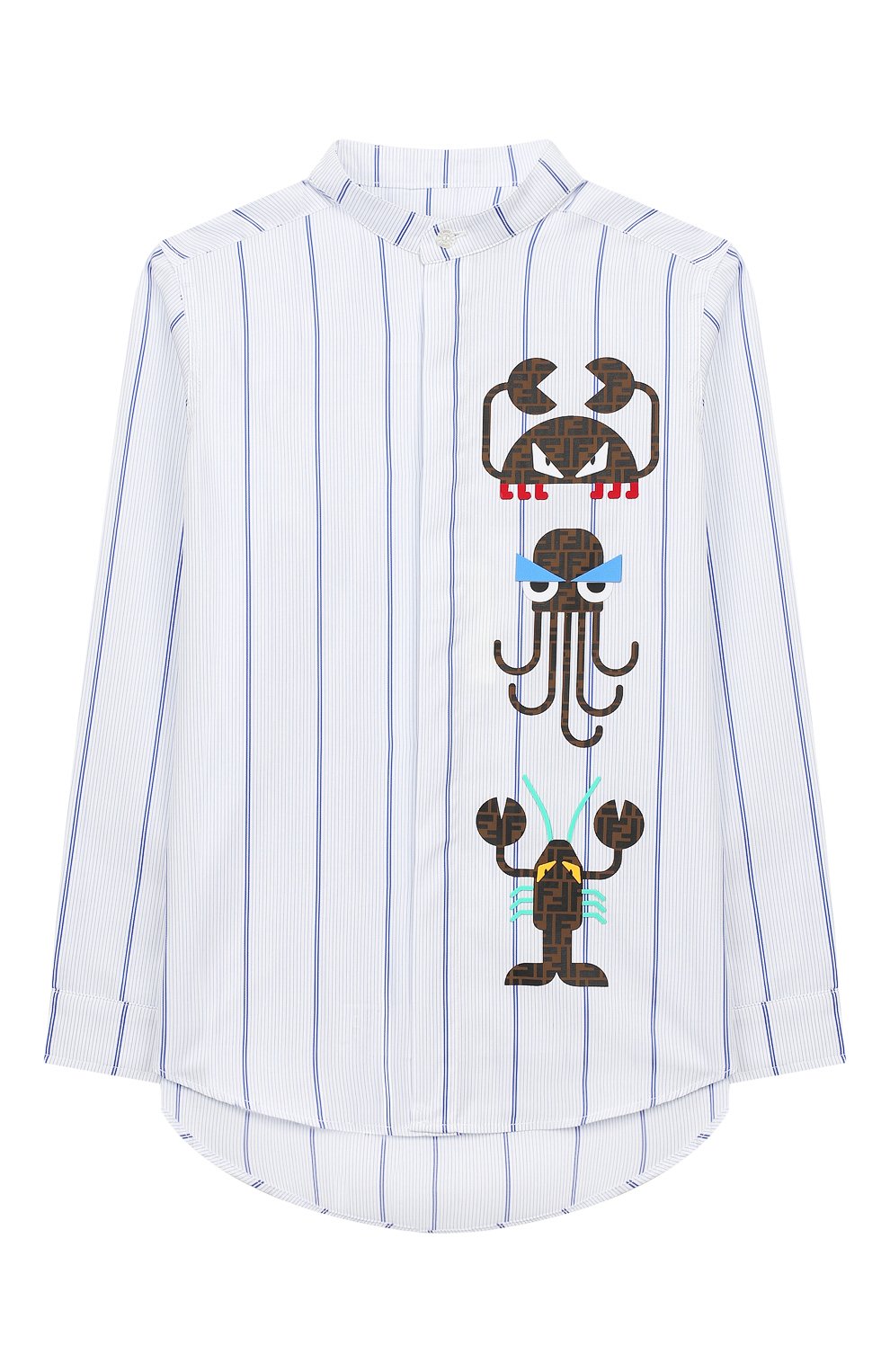 Хлопковая рубашка FENDI голубого цвета по цене 19150 руб., арт. JMC078/A6A9/3A-5A, фото 1 Хлопковая рубашка FENDI, арт. JMC078/A6A9/3A-5A, фото 1