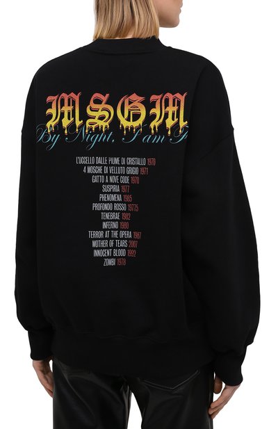 Хлопковый свитшот MSGM черного цвета по цене 15200 руб., арт. 2942MDM291 207999/CG, фото 4 Хлопковый свитшот MSGM, арт. 2942MDM291 207999/CG, фото 4