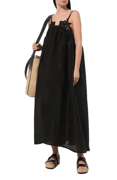 Платье изо льна и шелка MAURIZIO черного цвета по цене 55750 руб., арт. MZS4W06461077N, фото 2 Платье изо льна и шелка MAURIZIO, арт. MZS4W06461077N, фото 2