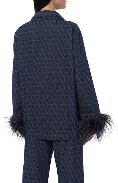 Джинсовый жакет с отделкой перьями VALENTINO, арт. 5B3DB01V8M9, фото 4