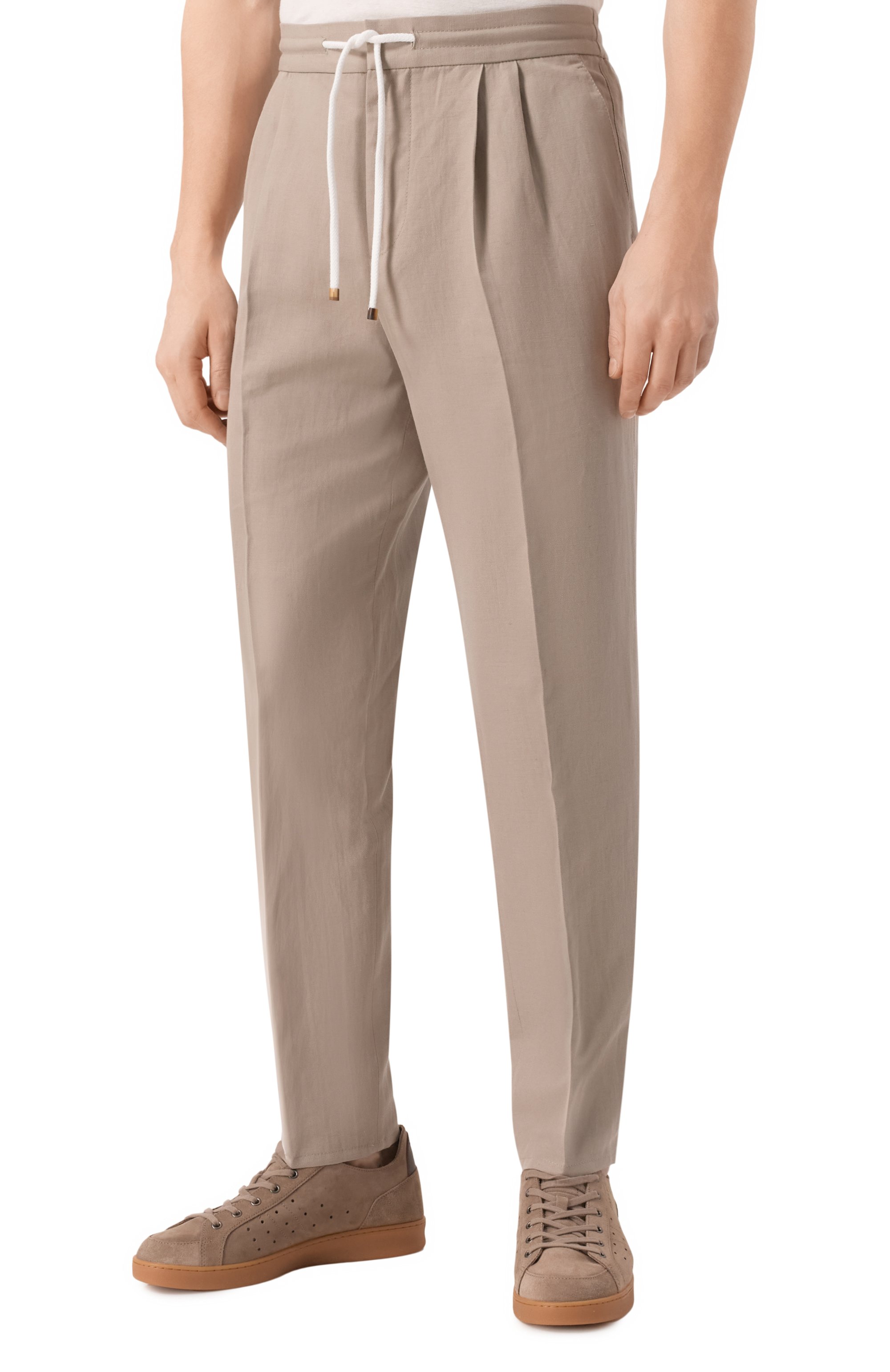 Брюки изо льна и хлопка BRUNELLO CUCINELLI бежевого цвета по цене 122500 руб., арт. MH255E1710, фото 3 Брюки изо льна и хлопка BRUNELLO CUCINELLI, арт. MH255E1710, фото 3