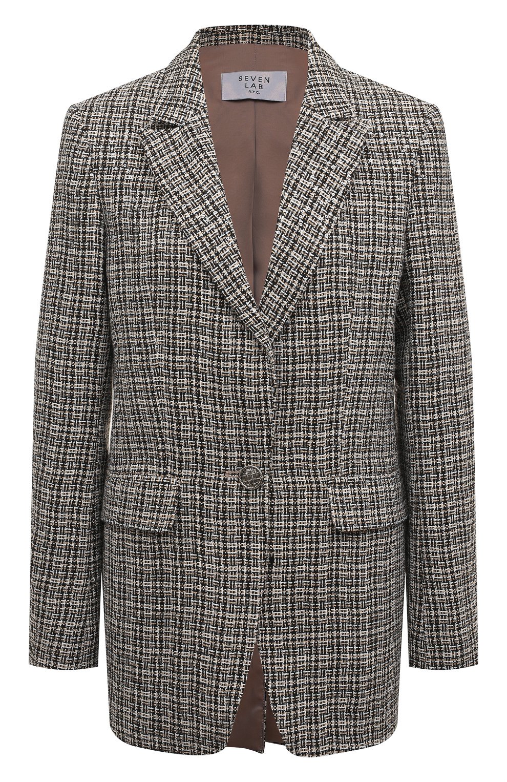 Жакет из вискозы SEVEN LAB темно-бежевого цвета по цене 27300 руб., арт. J beige/black brill, фото 1 Жакет из вискозы SEVEN LAB, арт. J beige/black brill, фото 1