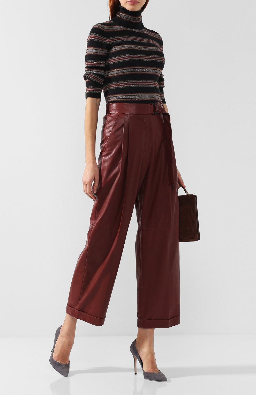 Кожаные брюки с отворотами BRUNELLO CUCINELLI, арт. M0GINP6748, фото 2