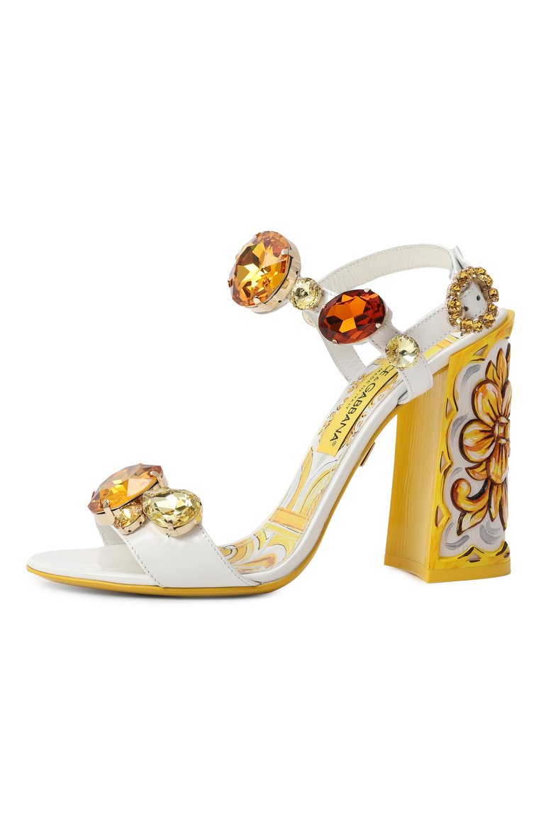 Женские кожаные босоножки keira 105 DOLCE & GABBANA белого цвета, арт. CR1354/AT848 | Фото 4 (Каблук высота: Высокий; Материал внутренний: Натуральная кожа; Материал сплава: Проставлено; Драгоценные камни: Проставлено; Материал внешний: Натуральная кожа; Подошва: Плоская; Каблук тип: Устойчивый)