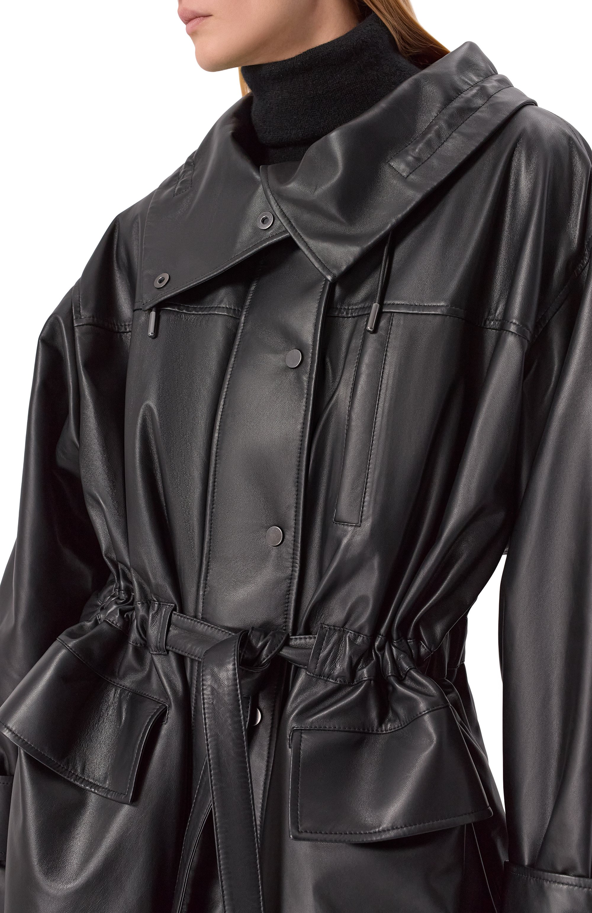 Кожаная парка MVST черного цвета по цене 625500 руб., арт. M25.1PW.L005/BIG SIZE/NEW PARIS, фото 5 Кожаная парка MVST, арт. M25.1PW.L005/BIG SIZE/NEW PARIS, фото 5