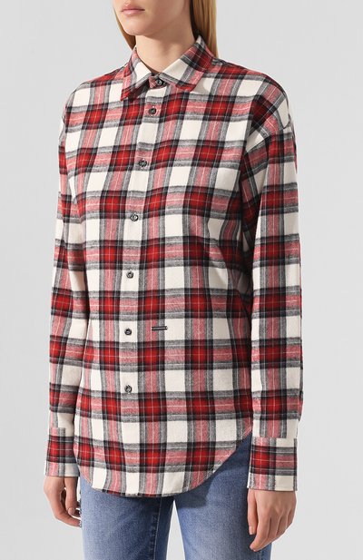 Хлопковая рубашка DSQUARED2 красного цвета по цене 29950 руб., арт. S75DL0631/S52012, фото 3 Хлопковая рубашка DSQUARED2, арт. S75DL0631/S52012, фото 3