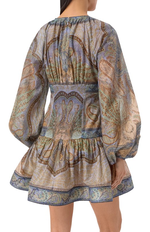 Платье из хлопка и шелка Zimmermann 5515DRS262 Синий  5515DRS262 Фото 3