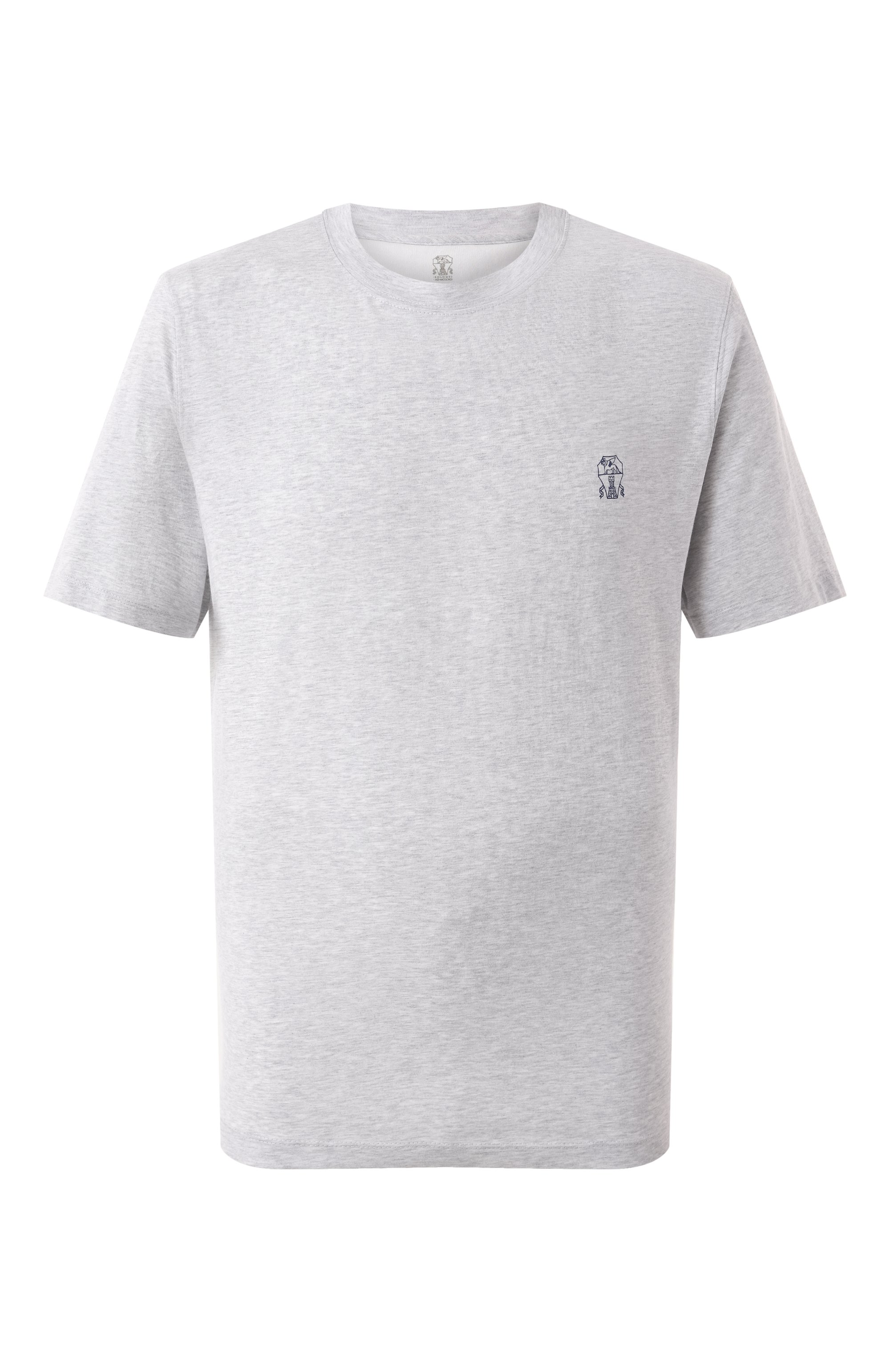 Хлопковая футболка BRUNELLO CUCINELLI светло-серого цвета по цене 44500 руб., арт. M0B138440, фото 1 Хлопковая футболка BRUNELLO CUCINELLI, арт. M0B138440, фото 1