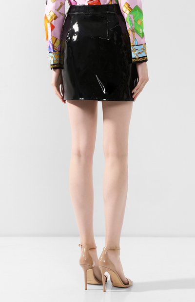 Кожаная юбка SAINT LAURENT черного цвета по цене 225500 руб., арт. 590922/YC2TG, фото 4 Кожаная юбка SAINT LAURENT, арт. 590922/YC2TG, фото 4