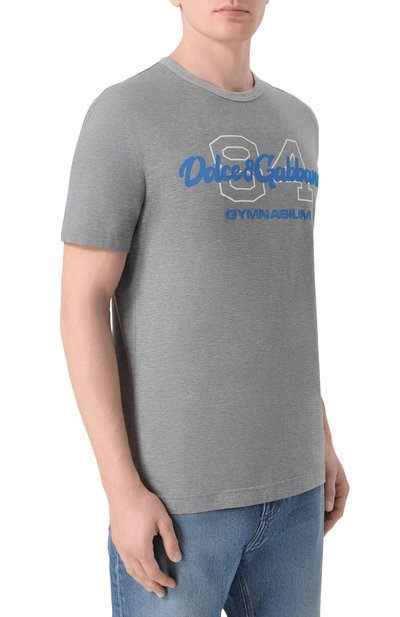 Хлопковая футболка DOLCE & GABBANA серого цвета по цене 65300 руб., арт. G8PT1T/G7PZI, фото 3 Хлопковая футболка DOLCE & GABBANA, арт. G8PT1T/G7PZI, фото 3