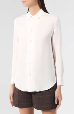 Женская шелковая рубашка RALPH LAUREN молочного цвета, арт. 290764182 | Фото 3 (Рукава: Длинные; Длина (для топов): Стандартные; Материал внешний: Шелк; Статус проверки: Проверена категория; Принт: Без принта; Женское Кросс-КТ: Рубашка-одежда; Стили: Кэжуэл, Классический; Материал сплава: Проверено, Проставлено; Драгоценные камни: Проставлено)