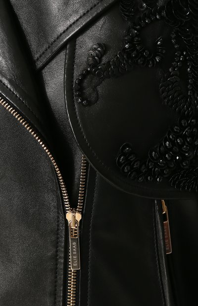 Кожаная куртка с косой молнией и декоративной отделкой ELIE SAAB, арт. 9035, фото 5