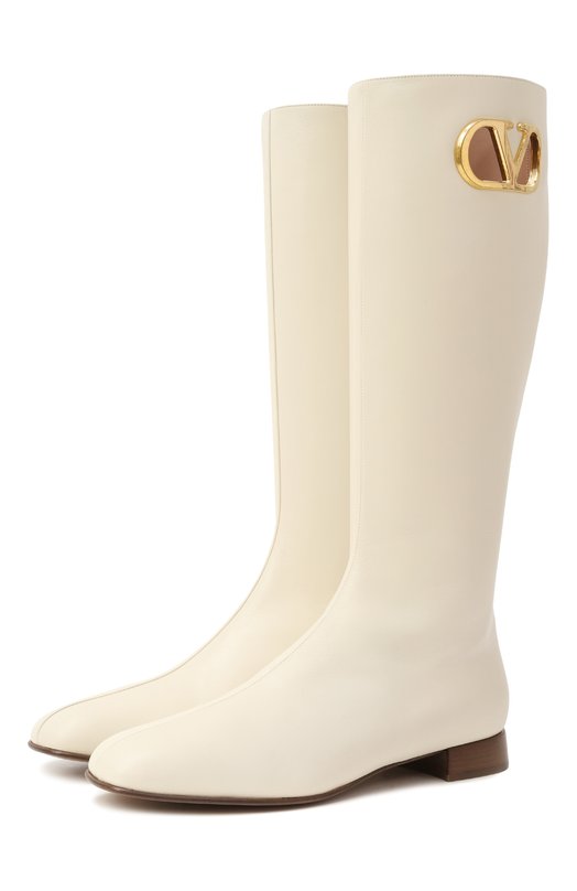 Кожаные сапоги VLogo Signature Valentino 7W2S0LI5/DDT Кремовый 7W2S0LI5/DDT