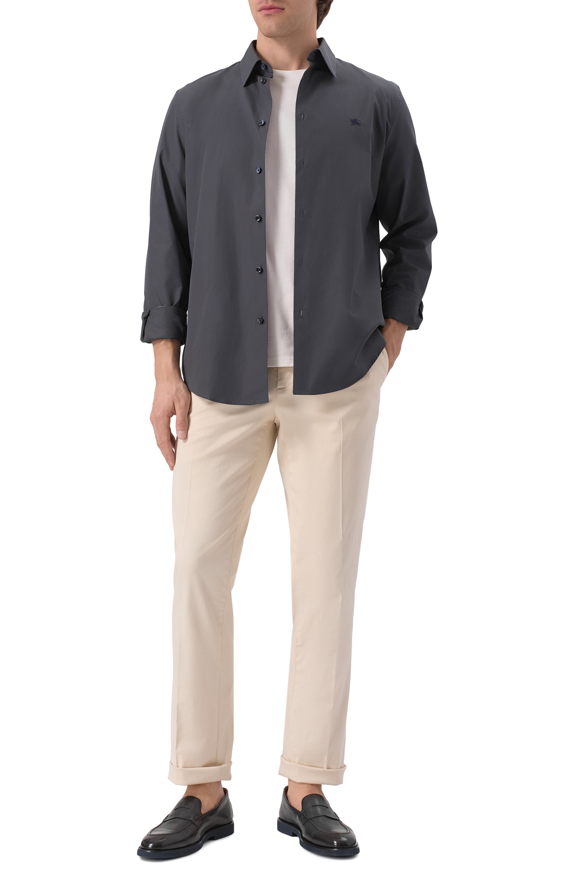 Хлопковая рубашка BURBERRY темно-синего цвета по цене 66550 руб., арт. 8105133, фото 2 Хлопковая рубашка BURBERRY, арт. 8105133, фото 2