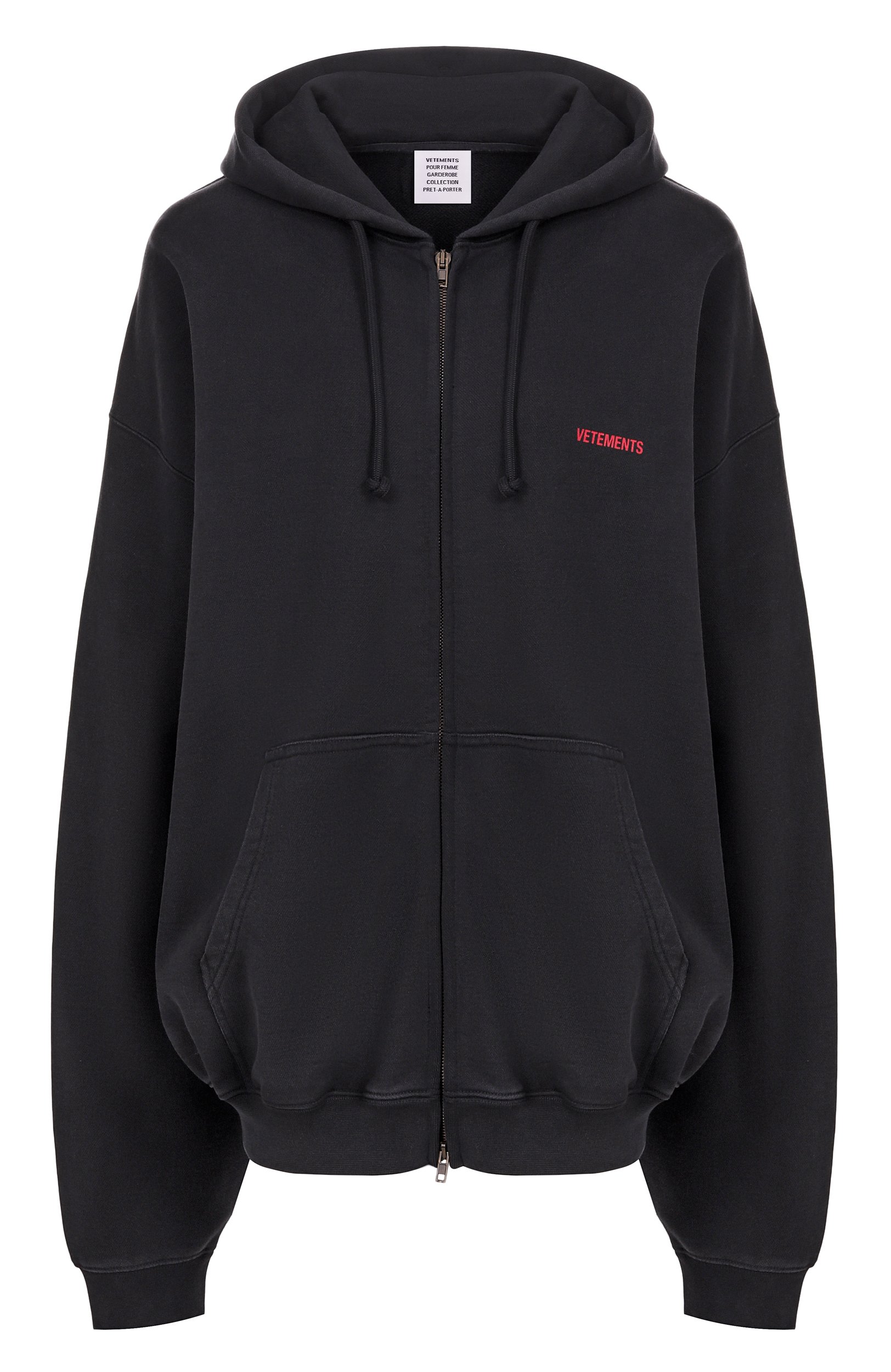 Хлопковая толстовка VETEMENTS черного цвета по цене 109500 руб., арт. MH27ZU139B, фото 1 Хлопковая толстовка VETEMENTS, арт. MH27ZU139B, фото 1
