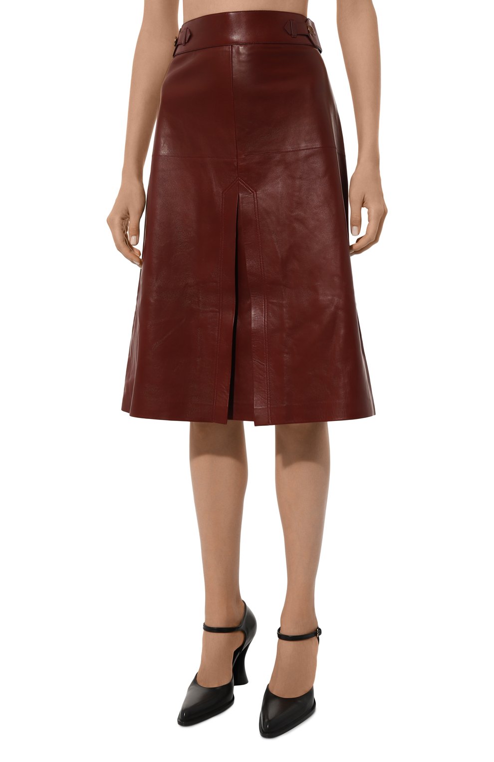 Кожаная юбка GUCCI бордового цвета по цене 518500 руб., арт. 766322/XN336, фото 3 Кожаная юбка GUCCI, арт. 766322/XN336, фото 3