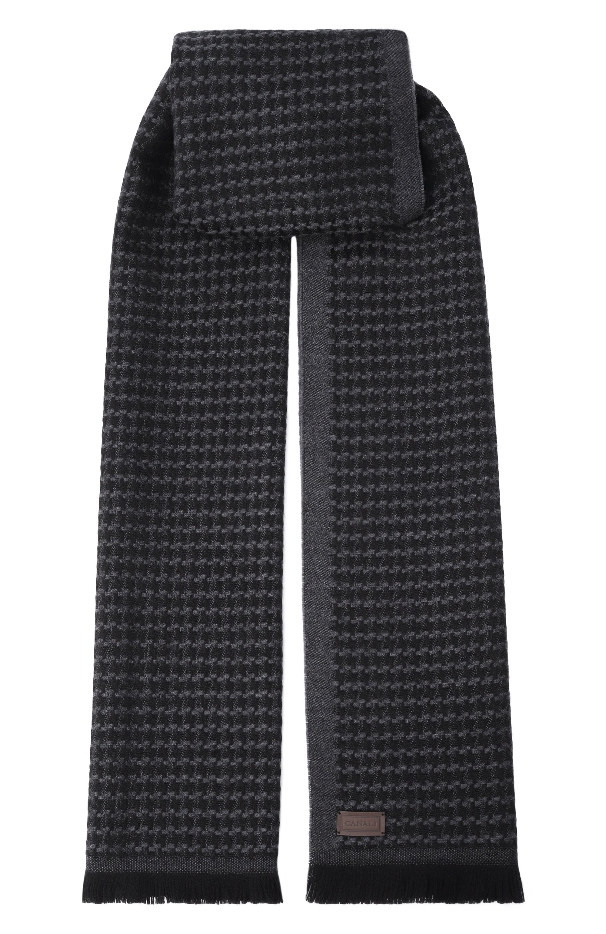 Шерстяной шарф CANALI темно-серого цвета по цене 32200 руб., арт. 06/TF00315, фото 1 Шерстяной шарф CANALI, арт. 06/TF00315, фото 1