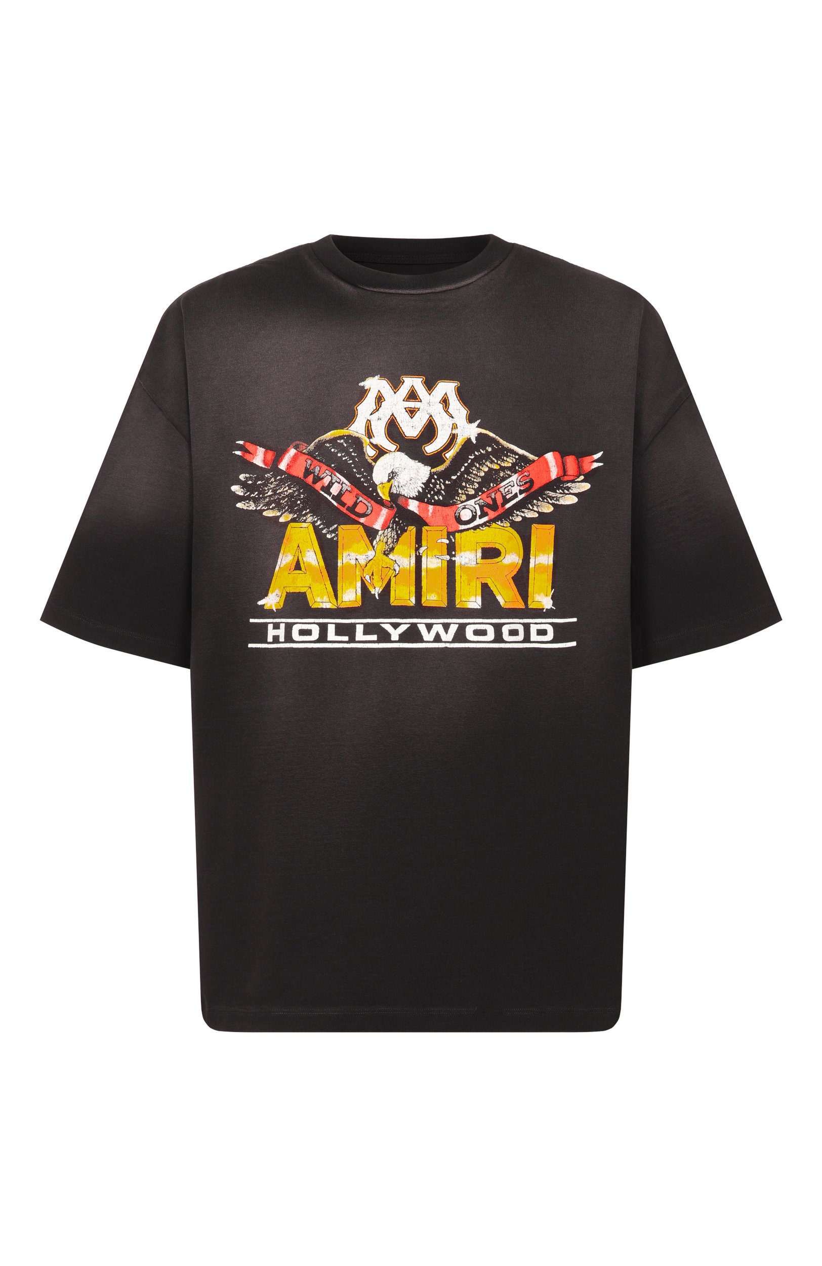 Хлопковая футболка AMIRI темно-серого цвета по цене 68650 руб., арт. AMT0JR1200, фото 1 Хлопковая футболка AMIRI, арт. AMT0JR1200, фото 1