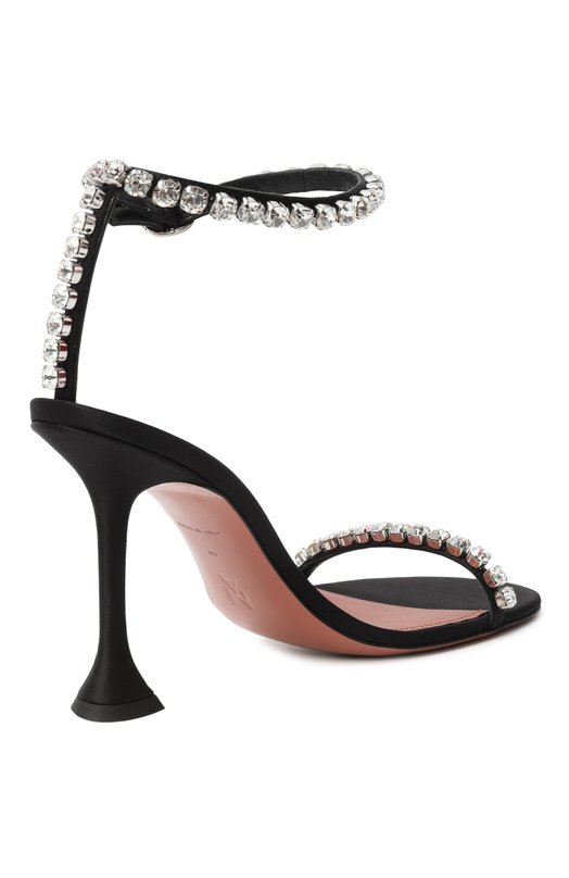 Текстильные босоножки Gigi 95 Amina Muaddi GIGI SANDAL 95/SATIN Чёрный  GIGI SANDAL 95/SATIN Фото 5
