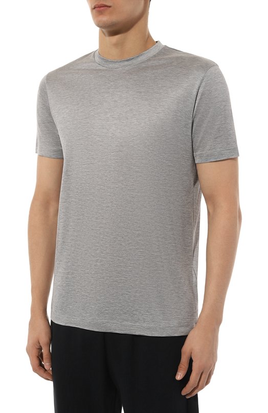 Футболка из шелка и хлопка Giorgio Armani 3KSM77/SJZHZ Серый  3KSM77/SJZHZ Фото 3