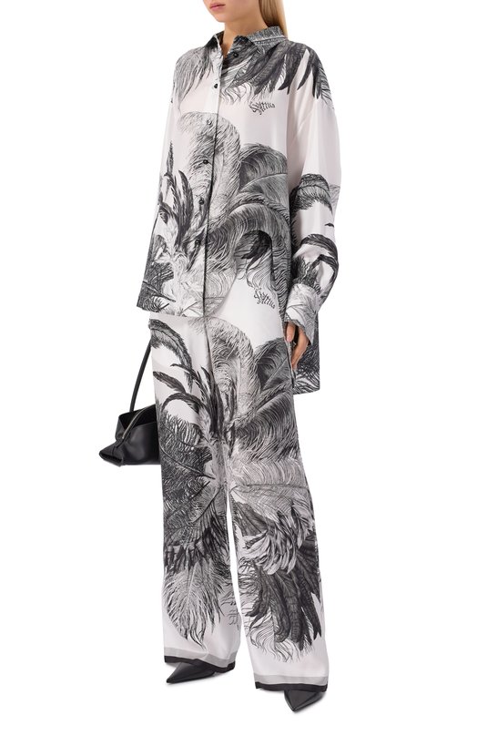 Шелковая рубашка The Attico 260WCH00004/SSS025PR Чёрно-белый  260WCH00004/SSS025PR Фото 2